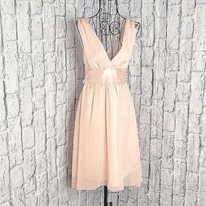 Pink Chiffon Flowy Prom Dress‎ Small